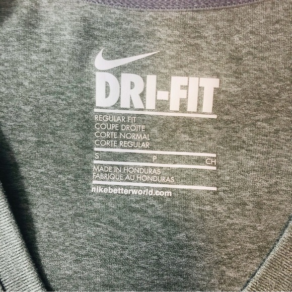 Nike Dri-Fit V Neck Gray Long Sleeve Shirt - Picture 10 of 16